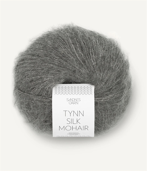 1053 Mørk Grå Melert, Tynn Silk Mohair