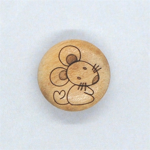 15 mm Knap med Mus i træ