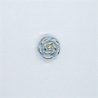 12 mm Knap, Lyseblå/guld Blomst