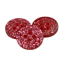 15 mm rød glimmerknap