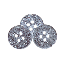 15 mm Sølv glimmerknap