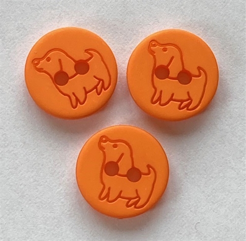 15 mm  Orange Knap med Hund