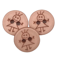 15 mm Beige Knap med Pige